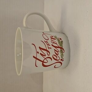 Crate & Barrel Holiday Red "tis The Season" Coffee Tea Mug